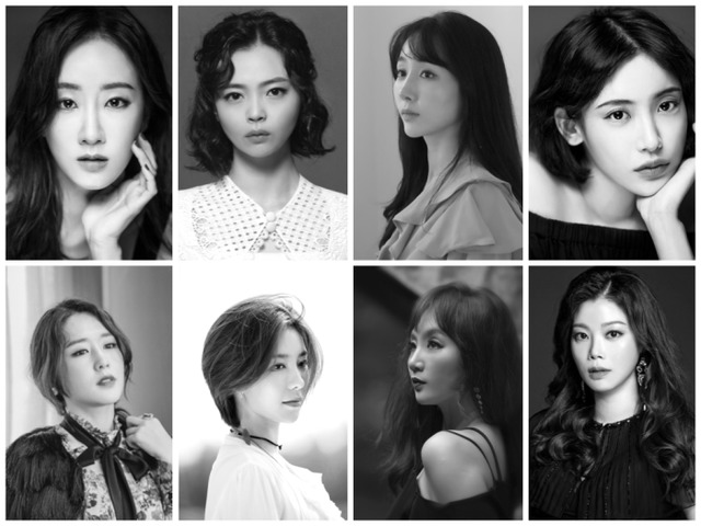 ▲ 윗줄 왼쪽부터 유리아·나하나·김려원·홍서영, 아랫줄 최수진·제이민·이영미·최현선.ⓒ쇼노트