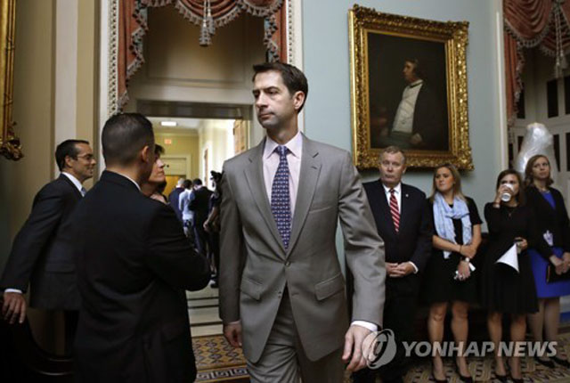▲ 톰 코튼 상원의원(공화·아칸소). ⓒ연합 AP. 무단전재 및 재배포 금지.