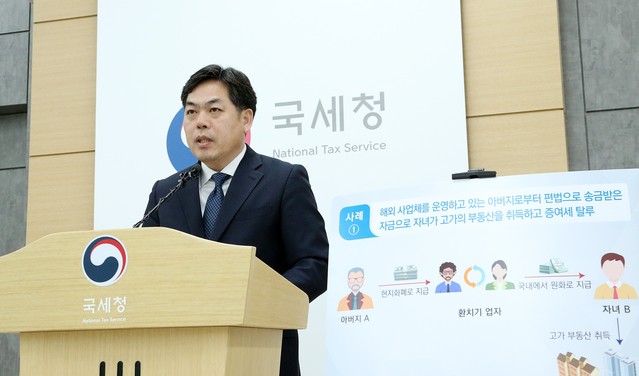 ▲ 김태호 국세청 자산과세국장이 세무조사 착수 배경을 설명하고 있다 ⓒ뉴데일리 DB