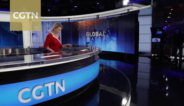 ▲ 중국 관영 CGTN(중국글로벌TV네트워크)의 뉴스 시작 화면. 외국인이 진행하고 출연하지만 관영매체다. ⓒCGTN 영상 캡쳐.