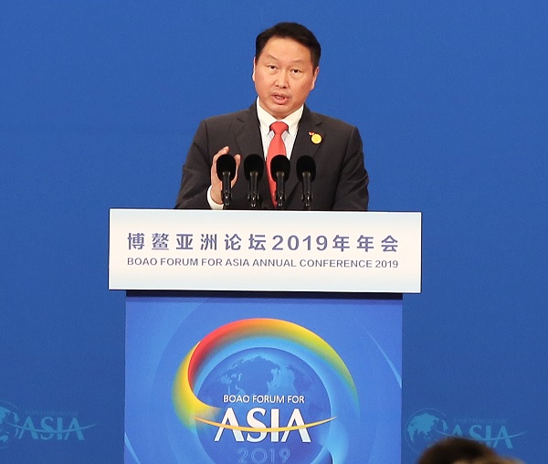 ▲ 지난해 중국 하이난에서 열린 보아오포럼 개막식에 참석한 최태원 SK 회장. ⓒSK