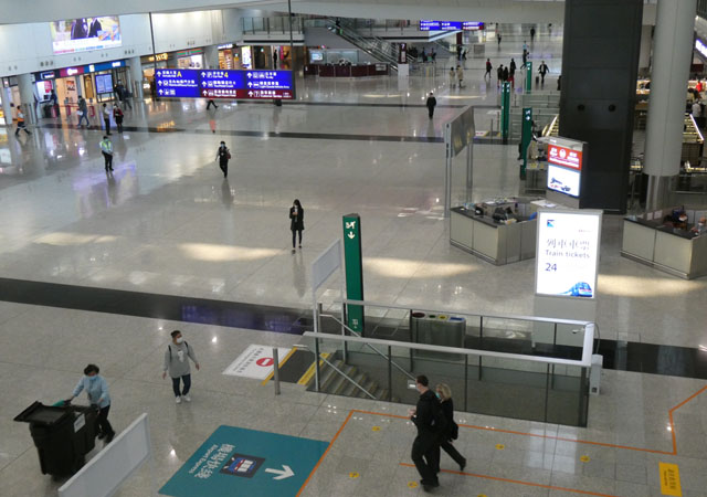 ▲ 2월 20일 홍콩공항 도착로비 모습. 평소와 달리 텅 비어있다.ⓒ허동혁