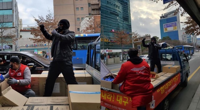 ▲ 김보성이 대구시를 직접 방문, 시민들에게 무료로 마스크를 나눠준 사실이 알려져 화제를 모으고 있다. ⓒ'실시간대구' 페이스북 사진 캡처
