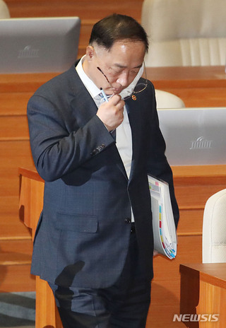 ▲ 홍남기 경제부총리 겸 기획재정부 장관이 3일 서울 여의도 국회에서 열린 제376회국회(임시회) 제6차 본회의에 참석하고 있다.ⓒ뉴시스