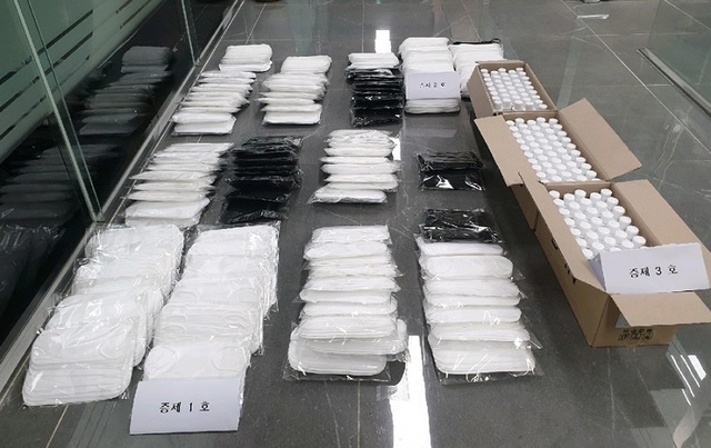 ▲ 불법체류자들이 천안에서 판매한 미인증 마스크. ⓒ충남경찰청