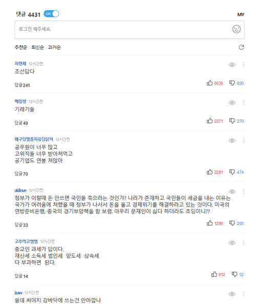 ▲ 하루 만에 댓글 4500여 개가 달린 뉴시스 기사. 정부 세수가 줄어들고 국고가 비어간다는 내용이다. ⓒ카카오 뉴스화면 캡쳐.