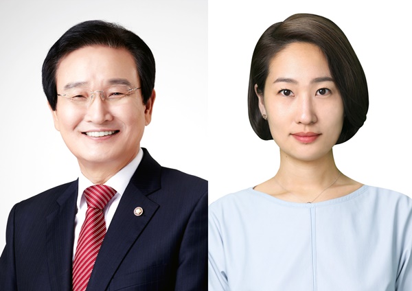 ▲ 더불어민주당 변재일 후보와 미래통합당 김수민 후보(왼쪽부터).ⓒ중앙선거관리위원회