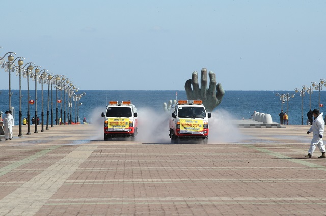 ▲ 호미곶해맞이광장 방역 모습.ⓒ포항시