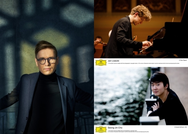 ▲ 왼쪽부터 피아니스트 비킹구르 올라프손, 얀 리치에츠키, 조성진.ⓒDG