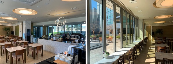 ▲ 천안 펜타포트 6층 커뮤니티센터에 마련된 카페테리아 전경ⓒ아워홈