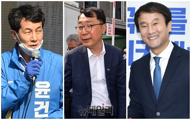 ▲ 청와대 출신인 윤건영 서울 구로을 후보와 윤영찬 경기 성남중원 후보, 한병도 전북 익산을 후보. ⓒ뉴데일리