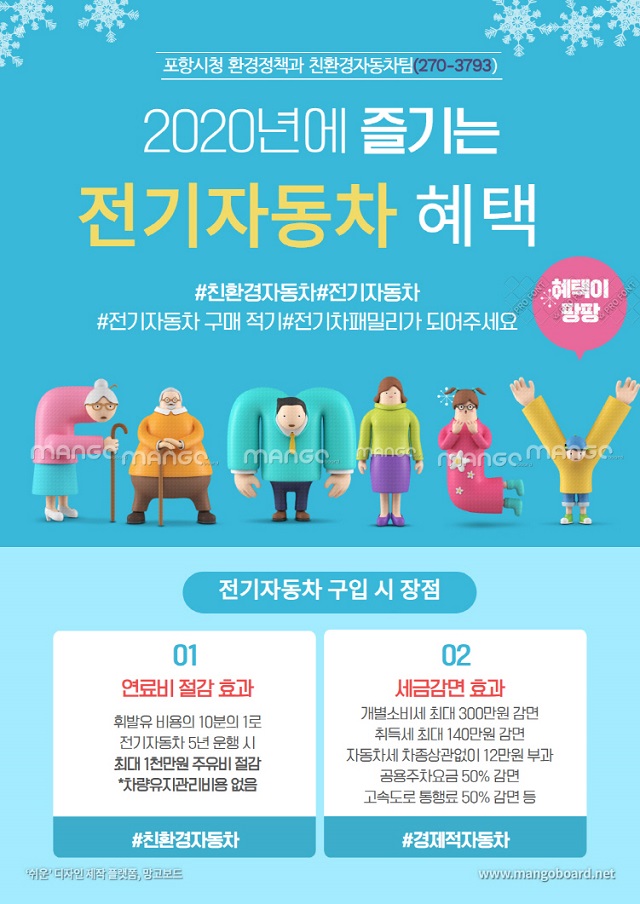 ▲ 포항시 ‘2020년 전기자동차 민간보급사업’ 포스터.ⓒ포항시