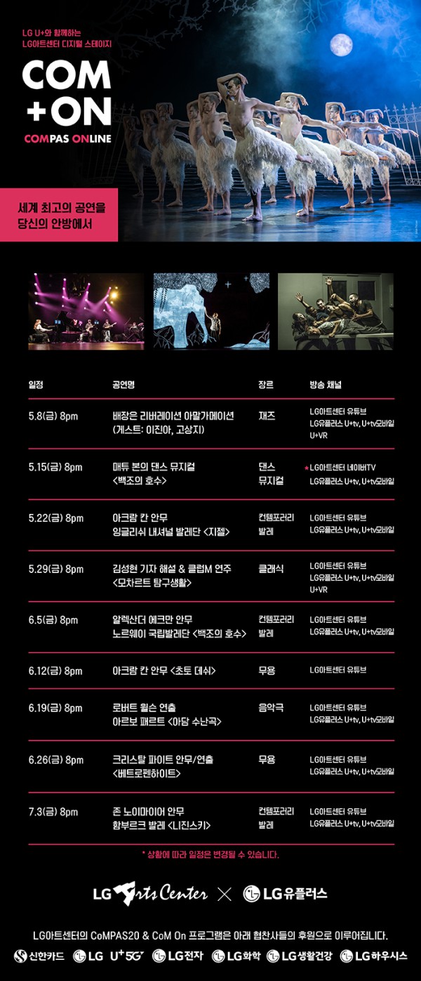 ▲ LG아트센터 디지털 스테이지 'CoM On(CoMPAS Online)' 라인업.ⓒLG아트센터