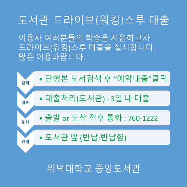▲ 드라이브(워킹) 스루 대출 시행 포스터.ⓒ위덕대