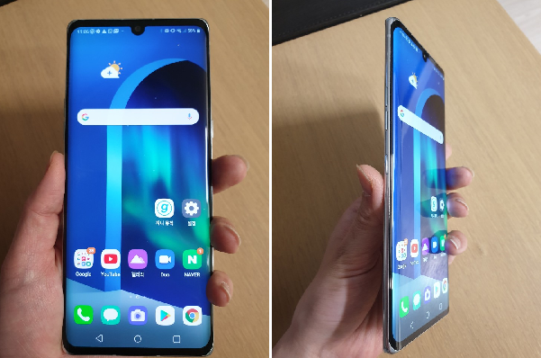 ▲ LG벨벳 앞면과 측면 모습 ⓒ장소희 기자