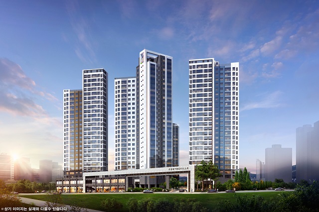 ▲ 두류센트레빌 더 시티 아파트 와 단지상가. ⓒ 동부건설