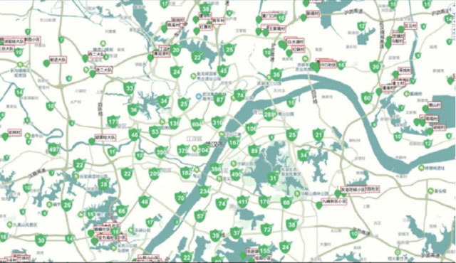 ▲ 중국 국방기술대가 만든 우한코로나 현황 지도. 64만 건 이상의 정보가 수록돼 있다고 한다. ⓒ포린폴리시 관련 보도 화면캡쳐.