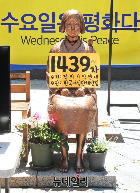 ▲ 수요집회가 열린 지난 13일 오후 서울 종로구 전 일본대사관 앞 위안부소녀상. ⓒ권창회 기자
