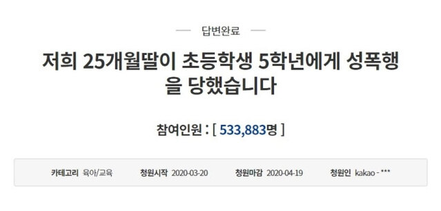 ▲ ⓒ청와대 국민청원 게시판