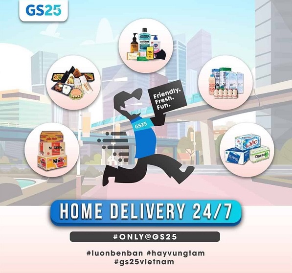 ▲ GS25도 지난 4월부터 베트남 63개 전 점포에서 배달 서비스를 시작했다. 최소 주문금액은 한화로 3500원. 식품·비식품을 비롯해 총 200여 종의 상품이 배달 가능하다.ⓒGS25 베트남