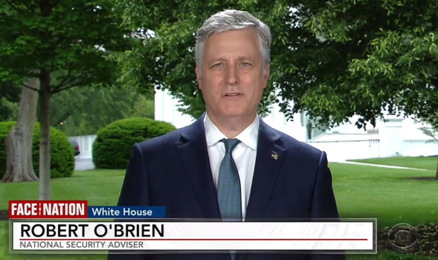 ▲ 로버트 오브라이언 미국 국가안보보좌관은 