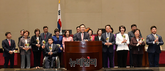 ▲ 주호영 미래통합당 원내대표가 29일 오전 국회에서 열린 제3차 당선자총회에서 발언을 하고 있다.ⓒ박성원 기자