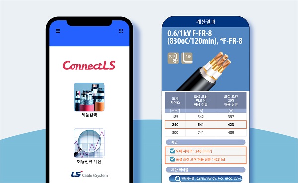 ▲ LS전선이 출시한 전력 케이블 선택 도움 앱 ‘커넥트 LS’. ⓒLS