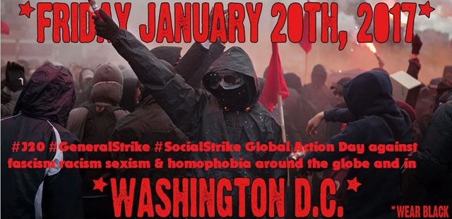 ▲ 2017년 2월 20일 워싱턴에 모여 시위를 열자는 '안티파'의 공지 포스터. ⓒ'안티파' 공유 블로그 캡쳐.