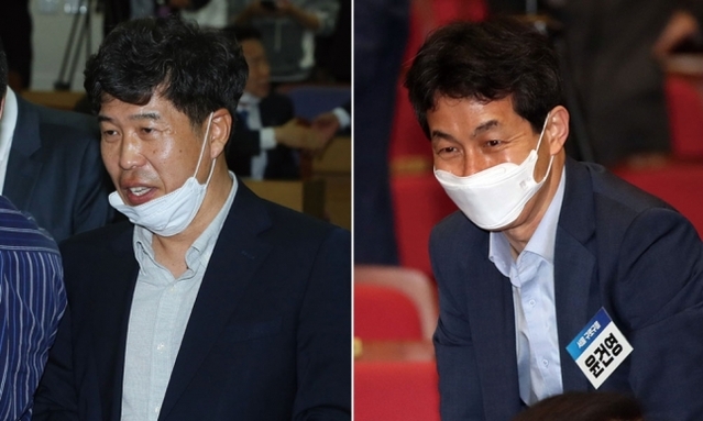 ▲ 백원우(왼쪽) 전 청와대 민정비서관과 윤건영(오른쪽) 더불어민주당 의원. ⓒ연합뉴스