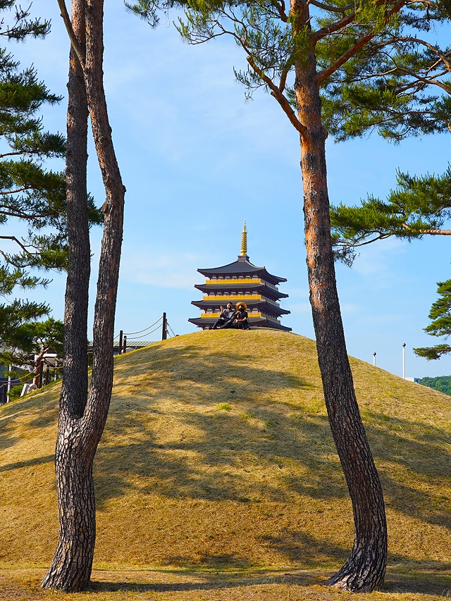 ▲ 경주엑스포공원을 찾은 관람객들이 ‘왕릉림’ 포토존에서 사진 찰영을 하고 있다.ⓒ경주엑스포