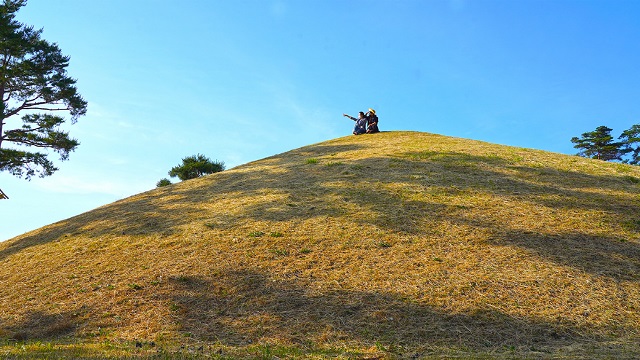 ▲ 경주엑스포공원을 찾은 관람객이 ‘왕릉림’ 포토존에서 주변 경관을 관람하고 있다.ⓒ경주엑스포