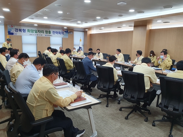 ▲ 경북도는 9일 도청 창신실에서 전우헌 경제부지사 주재로 ‘코로나 극복 경북형 희망일자리 창출 전략회의’를 갖고, 제3차 정부추경에 대응한 비대면·디지털 일자리, 취약계층 희망일자리 등 경북형 희망일자리 발굴을 위한 본격적인 준비에 돌입했다.ⓒ경북도