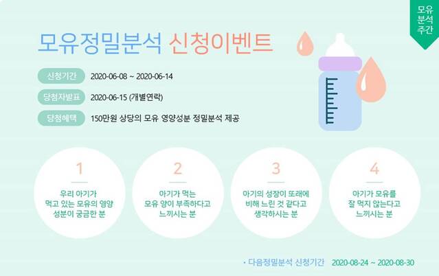 ▲ 매일아시아모유연구소 모유 정밀 분석 서비스 신청 안내 페이지ⓒ매일유업