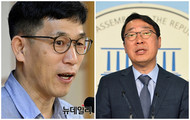 ▲ 진중권 전 동양대 교수와 청와대 국민소통수석 출신인 윤영찬 더불어민주당 의원. ⓒ뉴데일리 DB