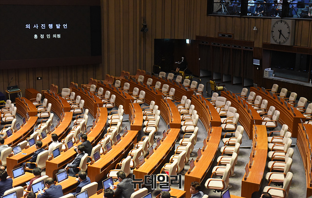 ▲ 박병석 국회의장이 15일 오후 국회 본회의장에서 열린 제379회 국회(임시회) 제5차 본회의에서 발언을 하고 있다. 이날 본회의에는 여·야의 국회 원구성 합의 불발로 인해 주 원내대표를 제외한 미래통합당 의원 전원이 불참했다. ⓒ박성원 기자