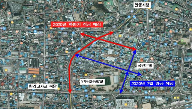 ▲ 안동시가 올 7월 730m, 내년 상반기 1㎞ 구간 완공을 예정한 도심전선 지중화사업 10개년계획이 순항하고 있다.ⓒ안동시