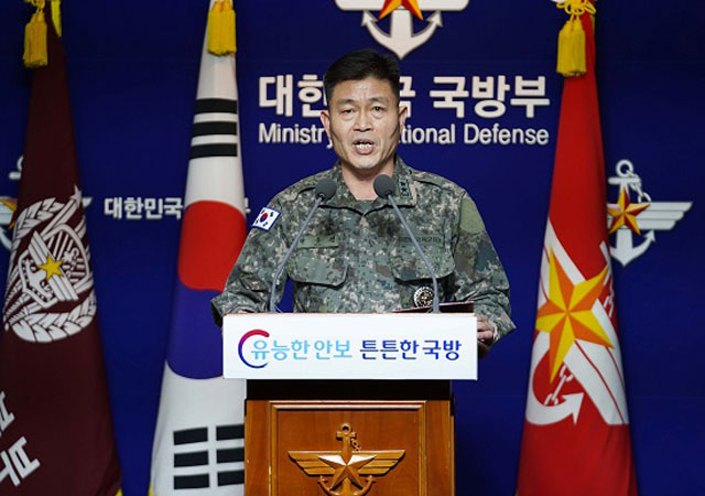 ▲ 지난 17일 전동진 합참 작전본부장이 대북경고 메시지를 발표하고 있다. ⓒ뉴시스. 무단전재 및 재배포 금지.