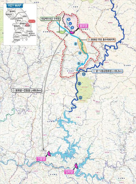 ▲ 봉화군은 봉화댐 건설을 통해 봉화군 춘양면 일대의 상습적인 홍수피해 예방을 기대하고 있다.ⓒ봉화군