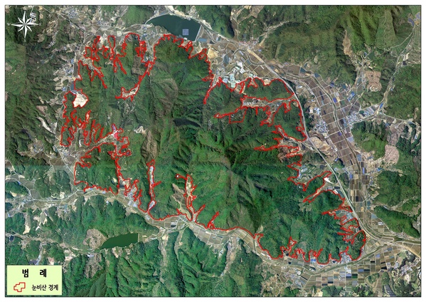 ▲ 눈비산 선도산림경영단지 사업구역도ⓒ괴산군청 제공