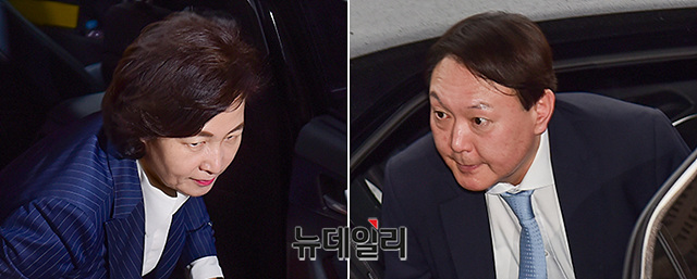 ▲ 추미애 법무부 장관과 윤석열 검찰총장. ⓒ뉴데일리 DB
