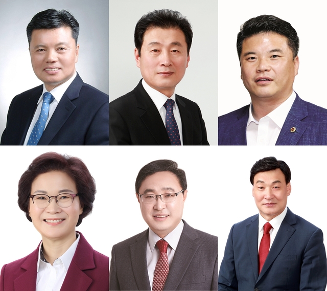 ▲ 상임위원장에 당선된 김원규, 홍인표, 전경원, 윤영애, 김재우, 이시복 의원순(윗쪽 왼쪽부터).ⓒ대구시의회