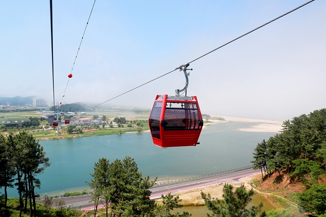 ▲ 울진 왕피천 케이블카 전경.ⓒ울진군