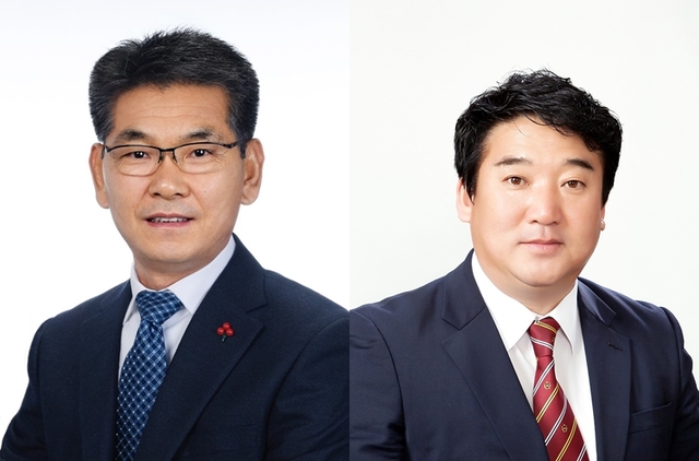 ▲ 심청보 행정복지위원장(왼쪽)과 이상승 운영위원장.ⓒ칠곡군의회