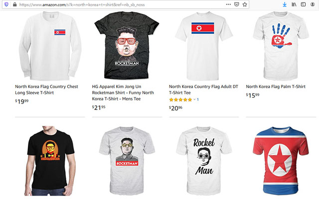 ▲ 아마존에서 판매하는 다양한 북한 관련 상품. ⓒ아마존 화면캡쳐.