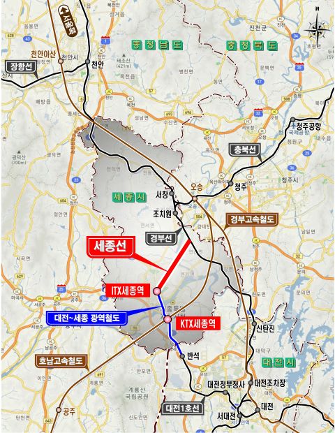 ▲ KTX 세종역 노선도(안)ⓒ세종시