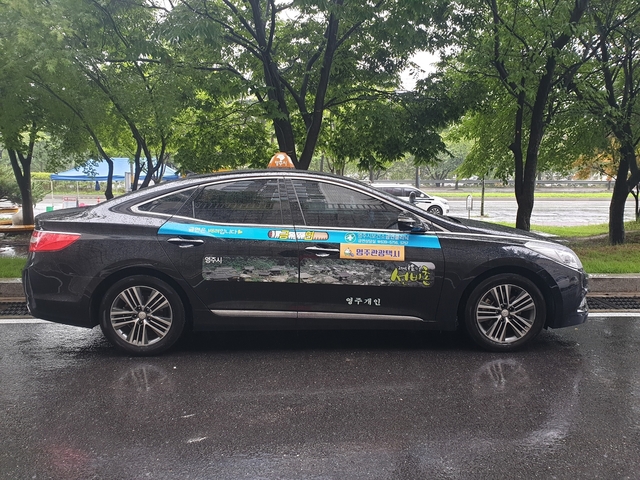 ▲ 경북 영주시는 13일 개인택시 영주시지부 사무실 앞 공터에서 관광택시 운전자 및 개인택시 운송사업조합 관계자 20여명이 참석한 가운데 영주 관광택시 발대식을 열고 본격적으로 운영한다.ⓒ영주시