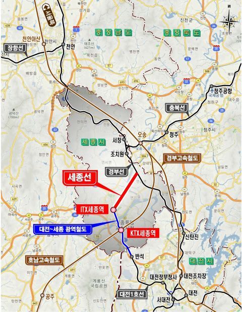 ▲ ‘KTX·ITX 세종역’ 세종역 노선도(안).ⓒ세종시