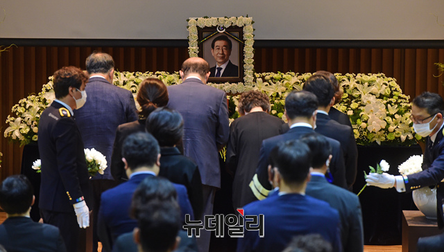 ▲ 故 박원순 서울특별시장 영결식이 13일 오전 서울 중구 서울시청에 열린고 있다. (사진=공동취재단)ⓒ이종현 기자