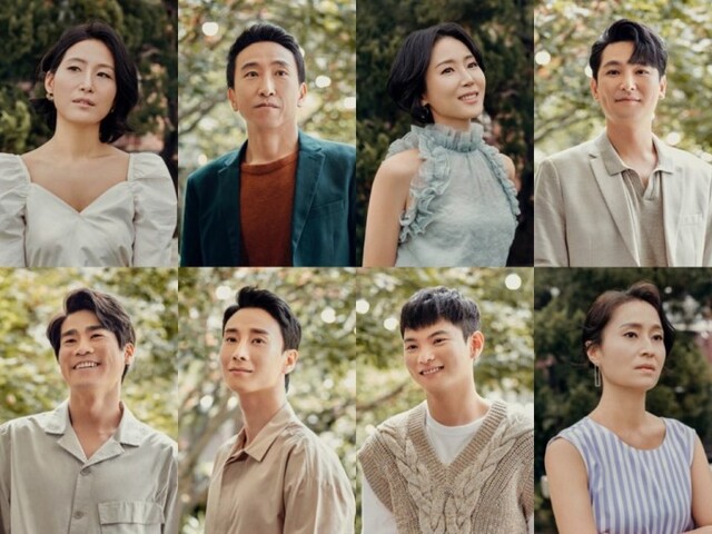 ▲ 연극 '와이프(WIFE)' 캐스트(왼쪽 상단부터 이주영·오용·손지윤·백석광·우범진·정환·송광일·김현).ⓒ마크923