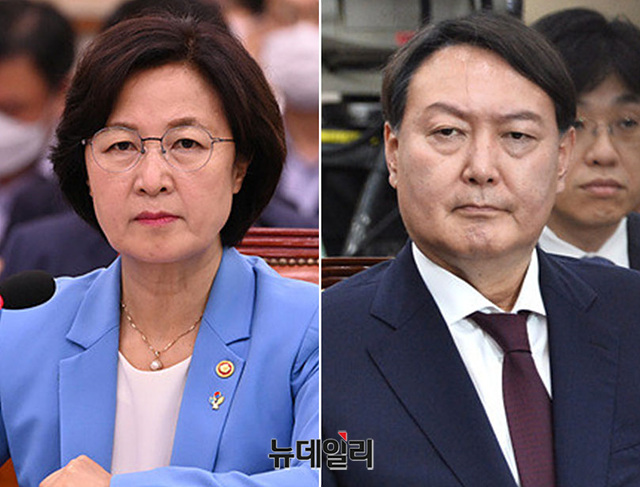 ▲ 추미애 법무부 장관(왼쪽)과 윤석열 검찰총장. ⓒ뉴데일리DB